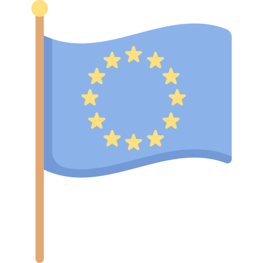 EU pharmaceutical distribution requirements signified with a blue flag with 12 gold stars member states on flagpole